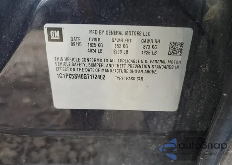 2016 Chevrolet Cruze Limited Ls z USA, uszkodzony, nr VIN 1G1PC5SH0G7172402